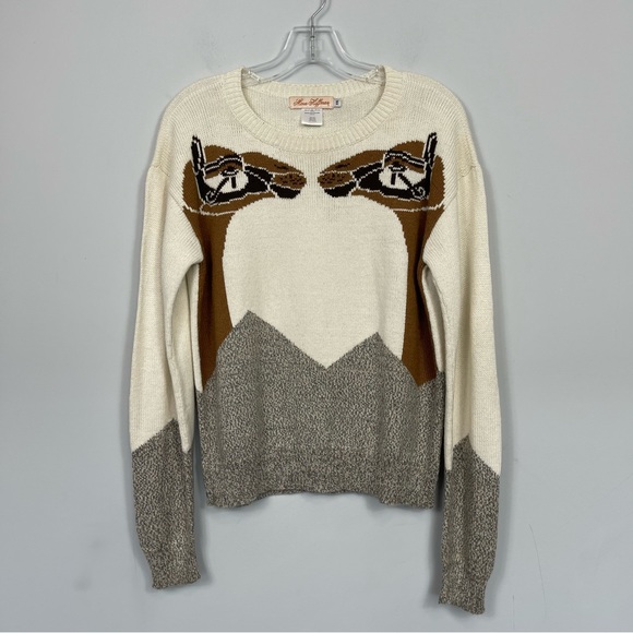 Mara Hoffman Runway Mirrored Camel Head Crewneck Alpaca Blend Sweater XS Rare - Picture 8 of 16